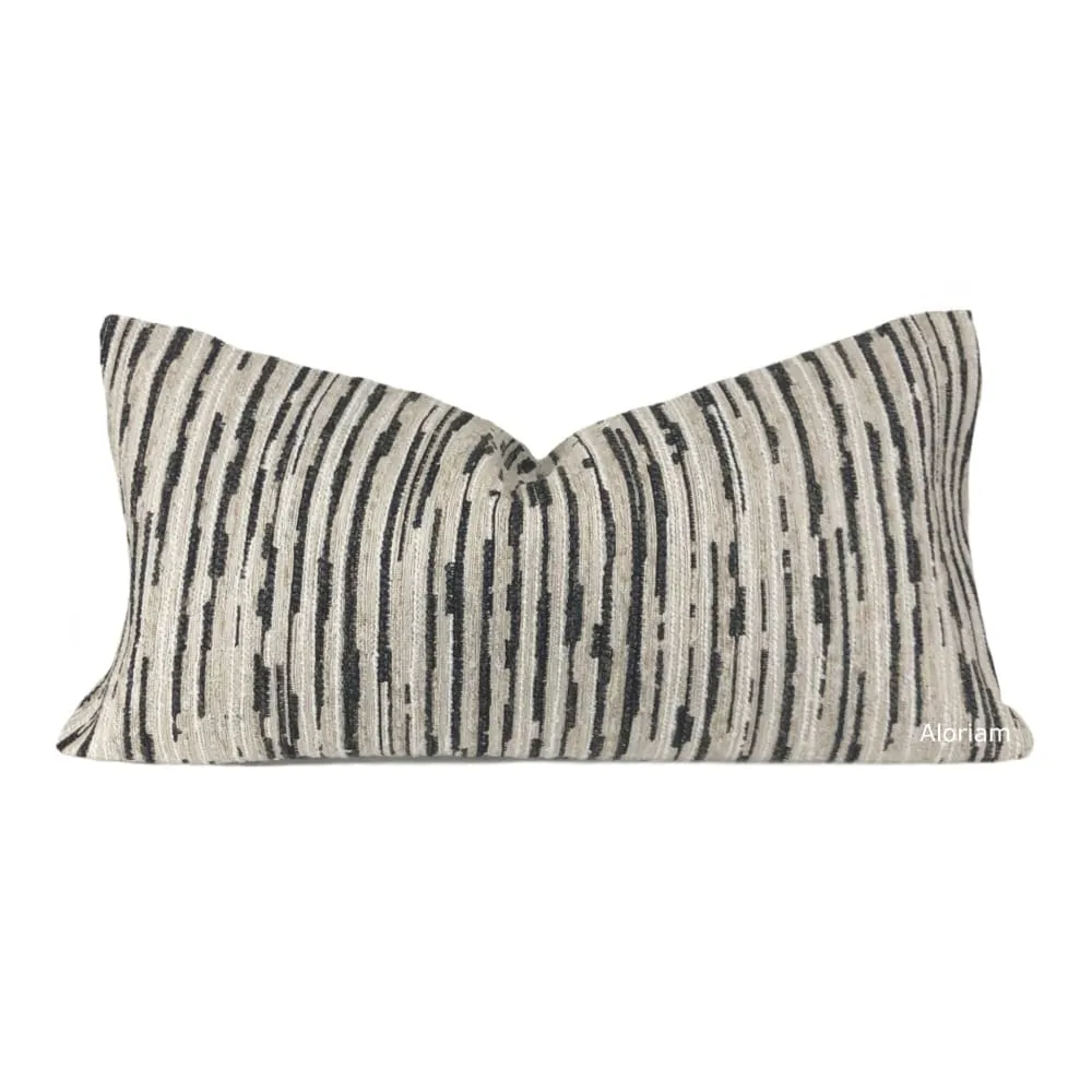 Ashton Beige Black Textured Stripes Pillow Cover