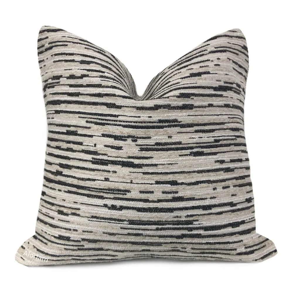 Ashton Beige Black Textured Stripes Pillow Cover