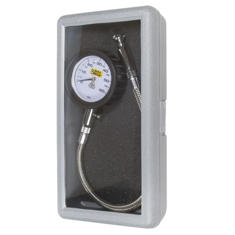 Auto Meter Tire Pressure Gauge 0-60 psi Analog w/Bleed Valve