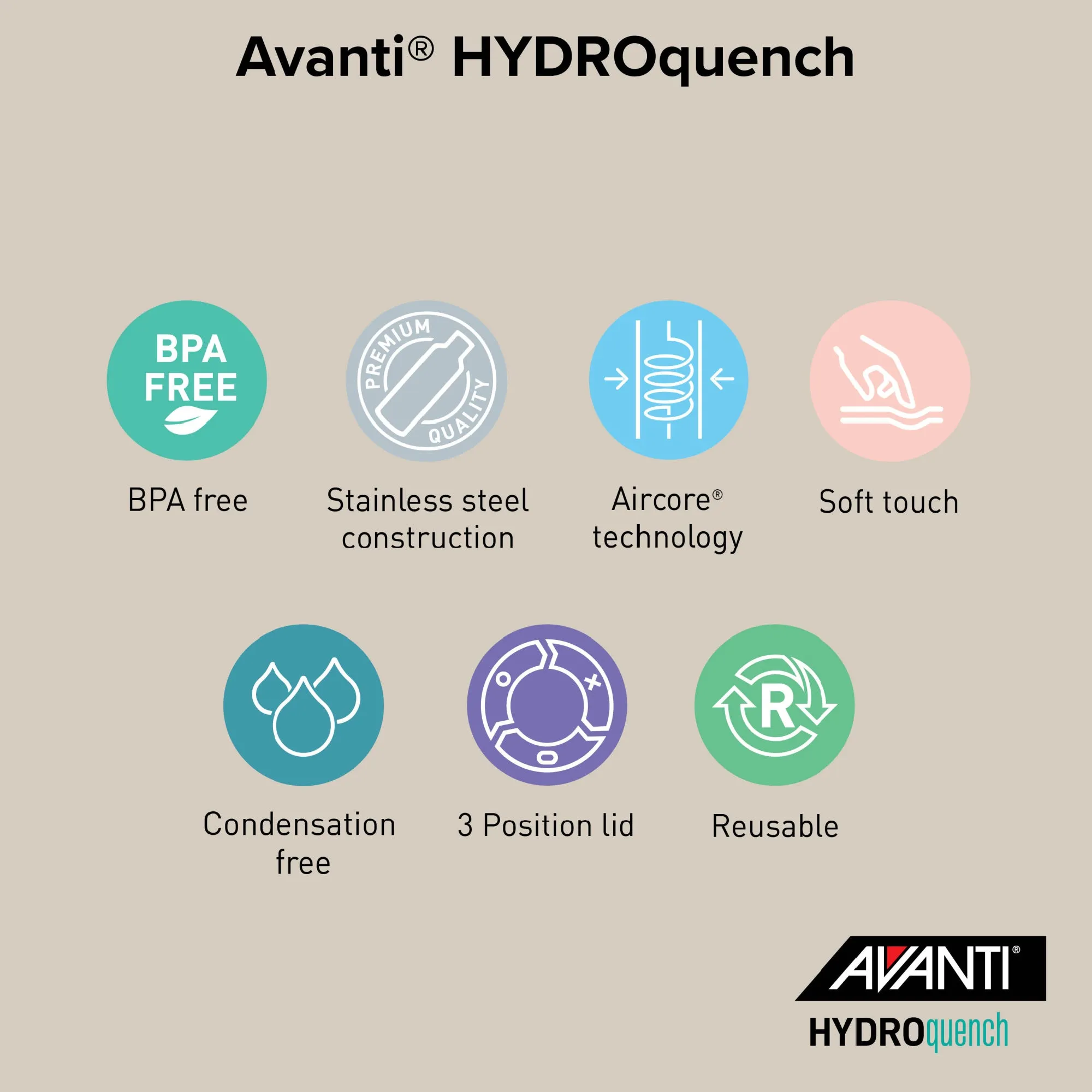 Avanti HydroQuench Insulated Tumbler with Two Lids - Sand Dune