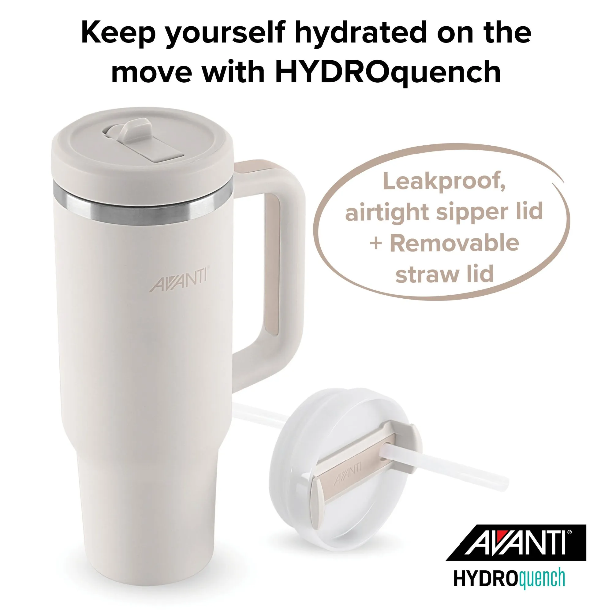 Avanti HydroQuench Insulated Tumbler with Two Lids - Sand Dune