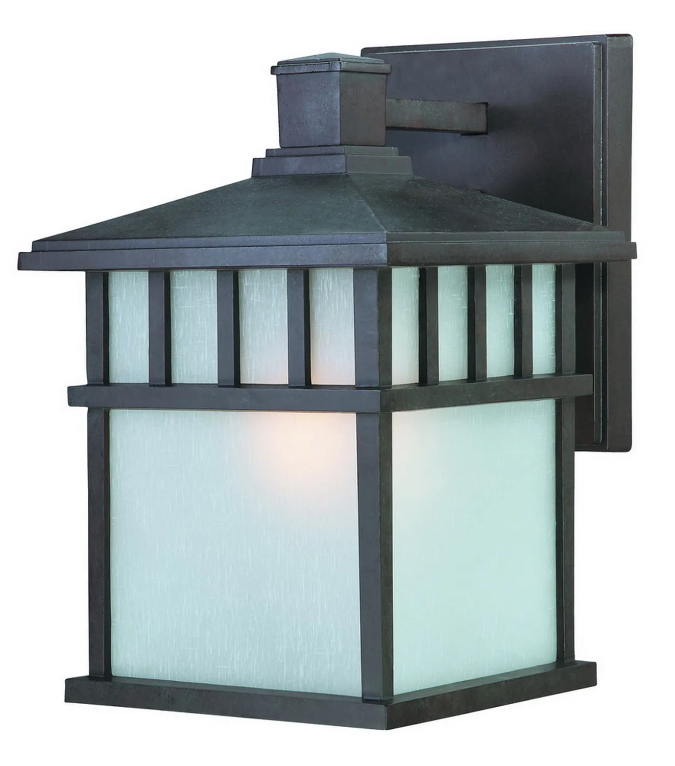 Barton Outdoor 1-Light Wall Sconce in Olde World Iron with White Frosted Linen