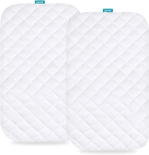 Bassinet Mattress Pad Cover - Fits Fodoss Baby Bassinet Bedside Sleeper, 2 Pack, Bamboo, Waterproof