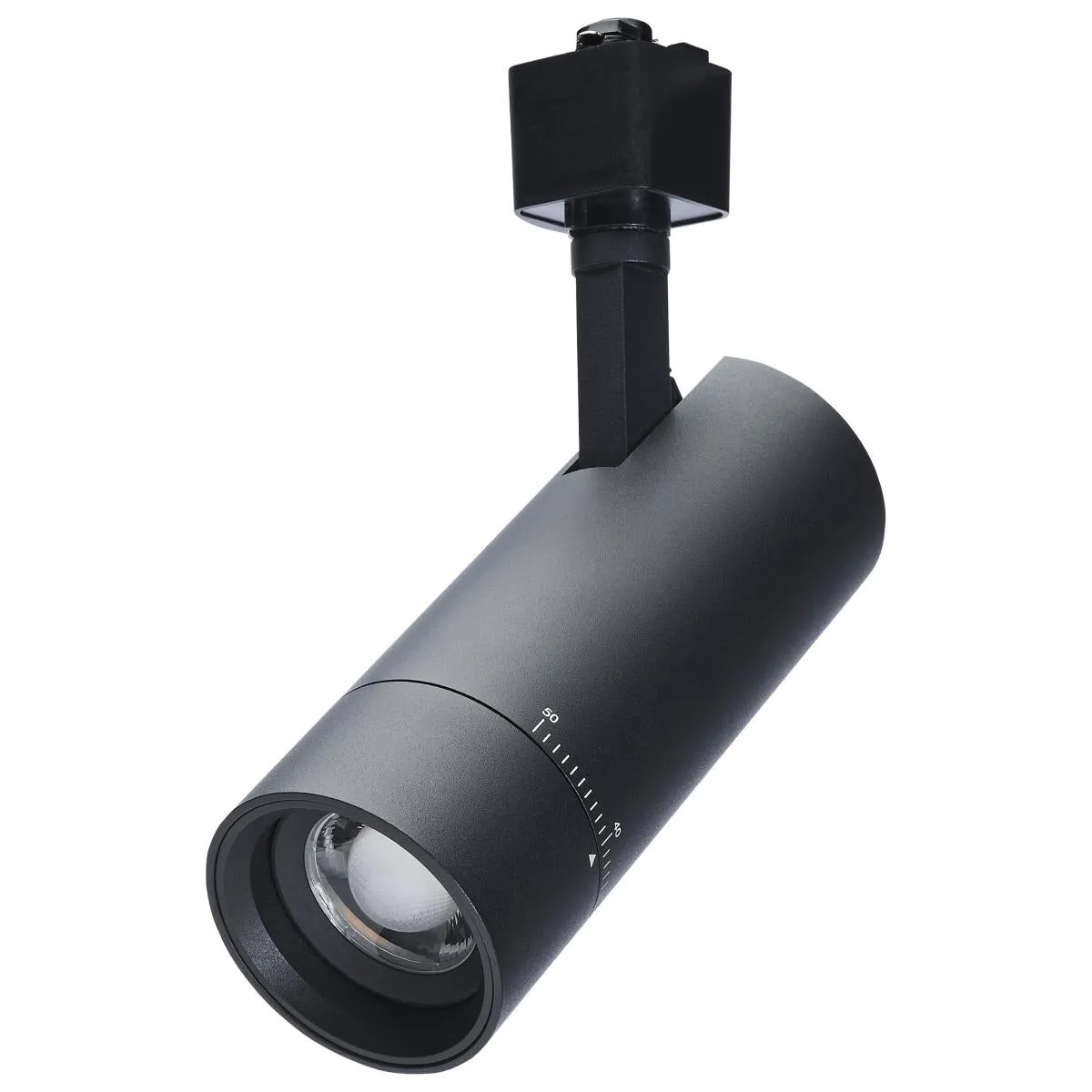 Beam Adjustable LED Track Head 15W 1050 Lumens, Selectable CCT, Halo, 20°- 50°, Black Finish