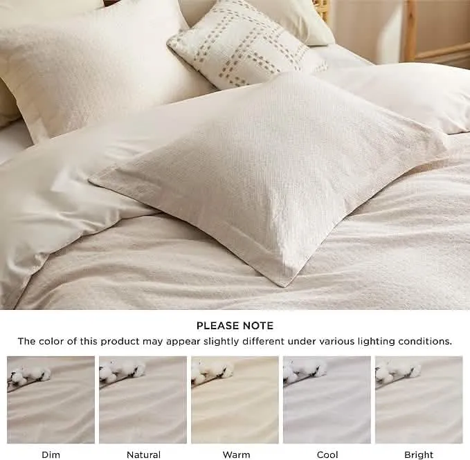 Bedsure 100% Cotton Diamond Jacquard Duvet Cover Set