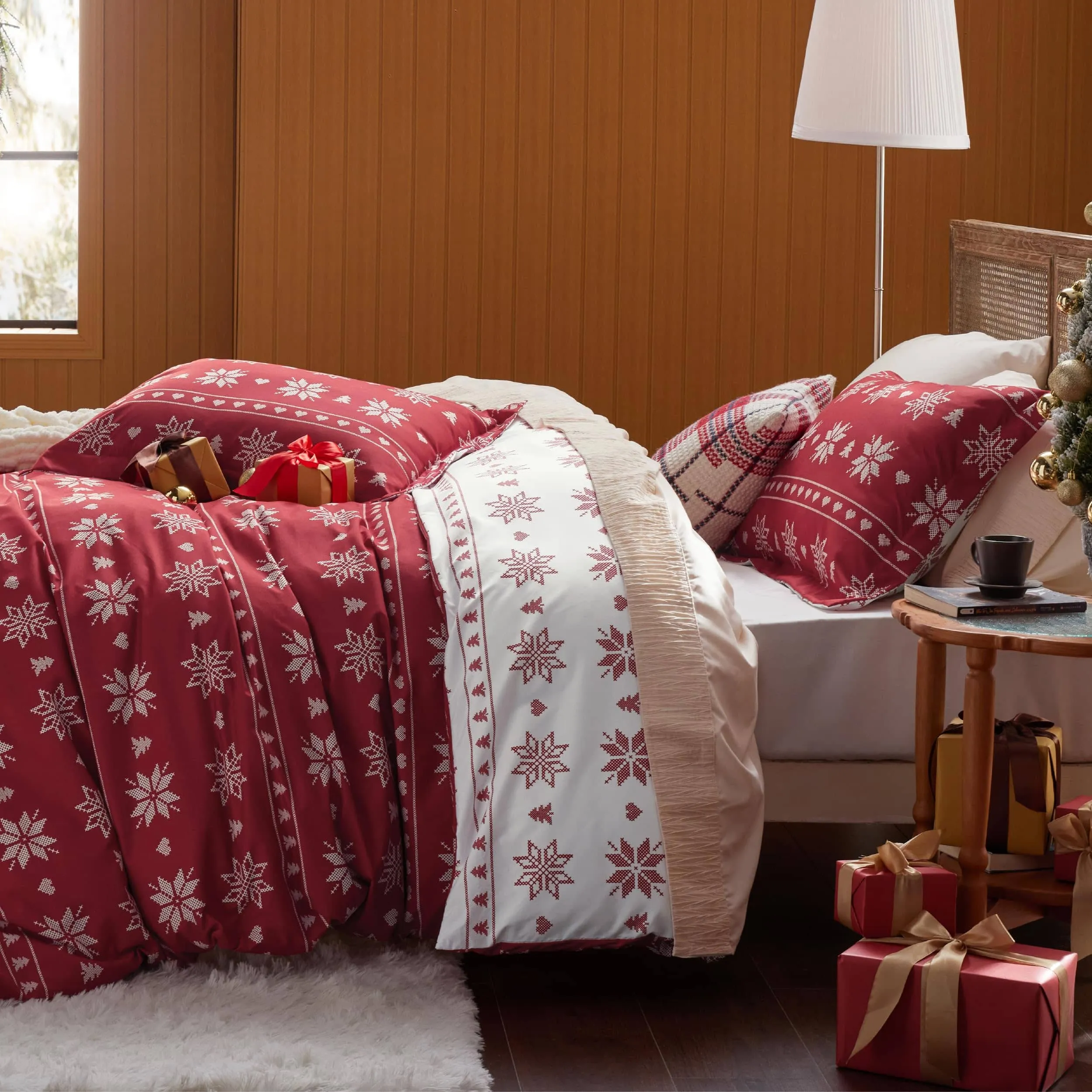 Bedsure Christmas Snowflake Duvet Cover Set