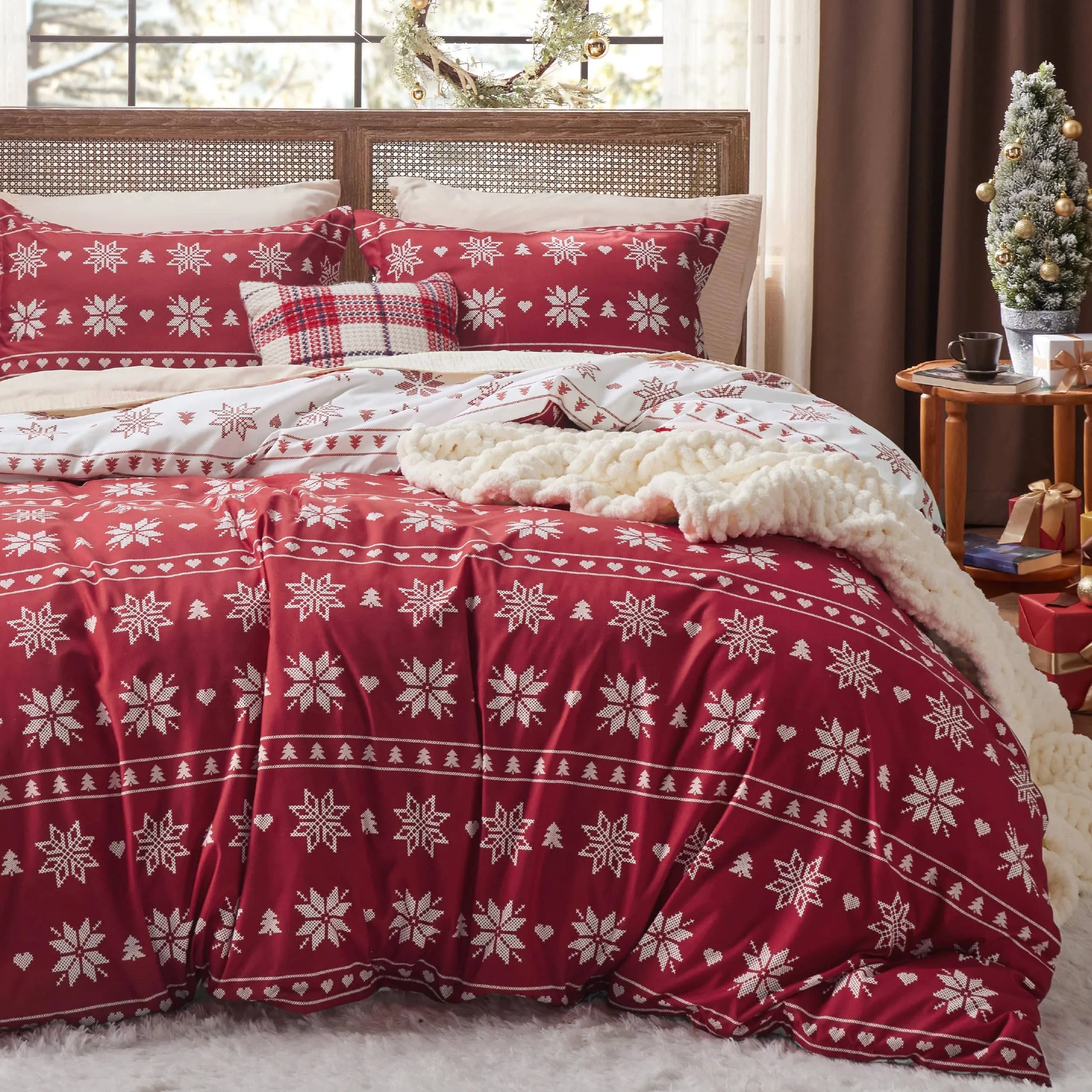 Bedsure Christmas Snowflake Duvet Cover Set