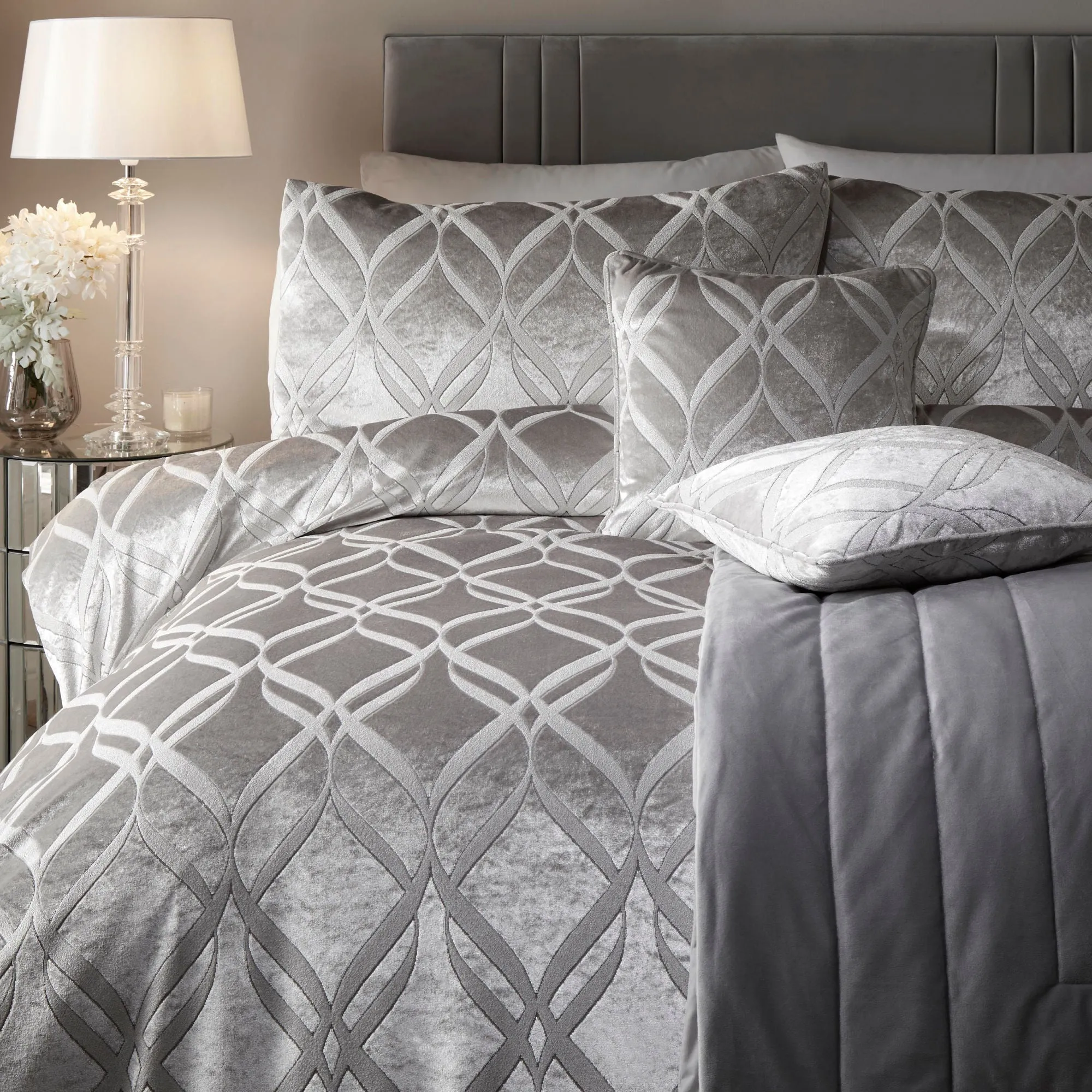 Belfort Duvet Cover Set by Soiree in Silver