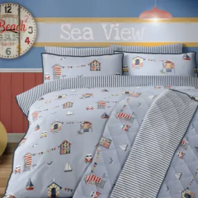 Bellissimo Beach Huts Duvet Set - Blue