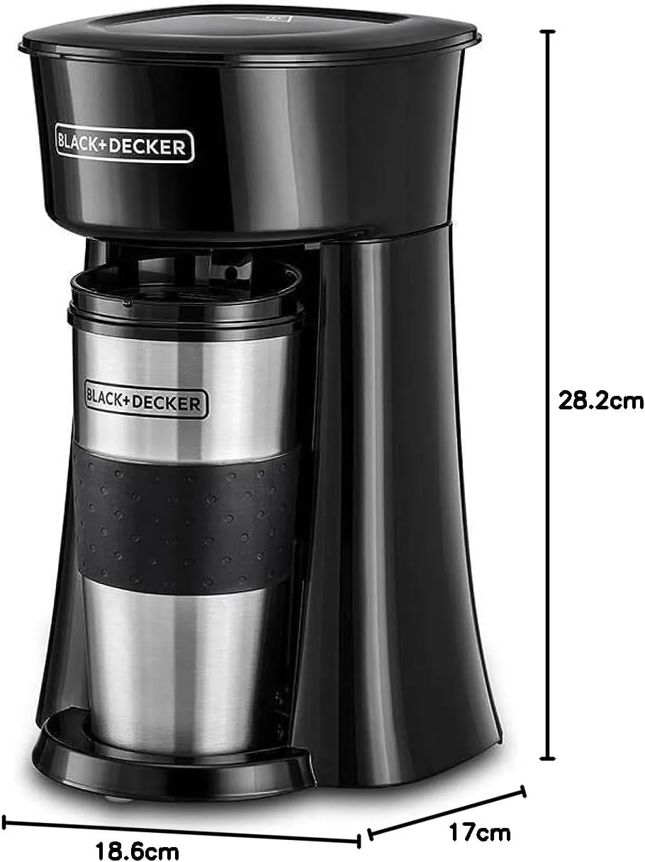 Black Decker, Coffee Machine, 650W, 360ml Travel Mug, Black DCT10-B5