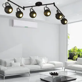 Black Industrial Style Rotatable Track Light with Ball Shade, Semi Flush Mount for Living Room - Accommodates 2/3/4 Bulbs