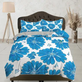 Blue floral duvet cover colorful bedding, teen girl bedroom, baby girl crib bedding boho maximalist bedspread aesthetic bedding