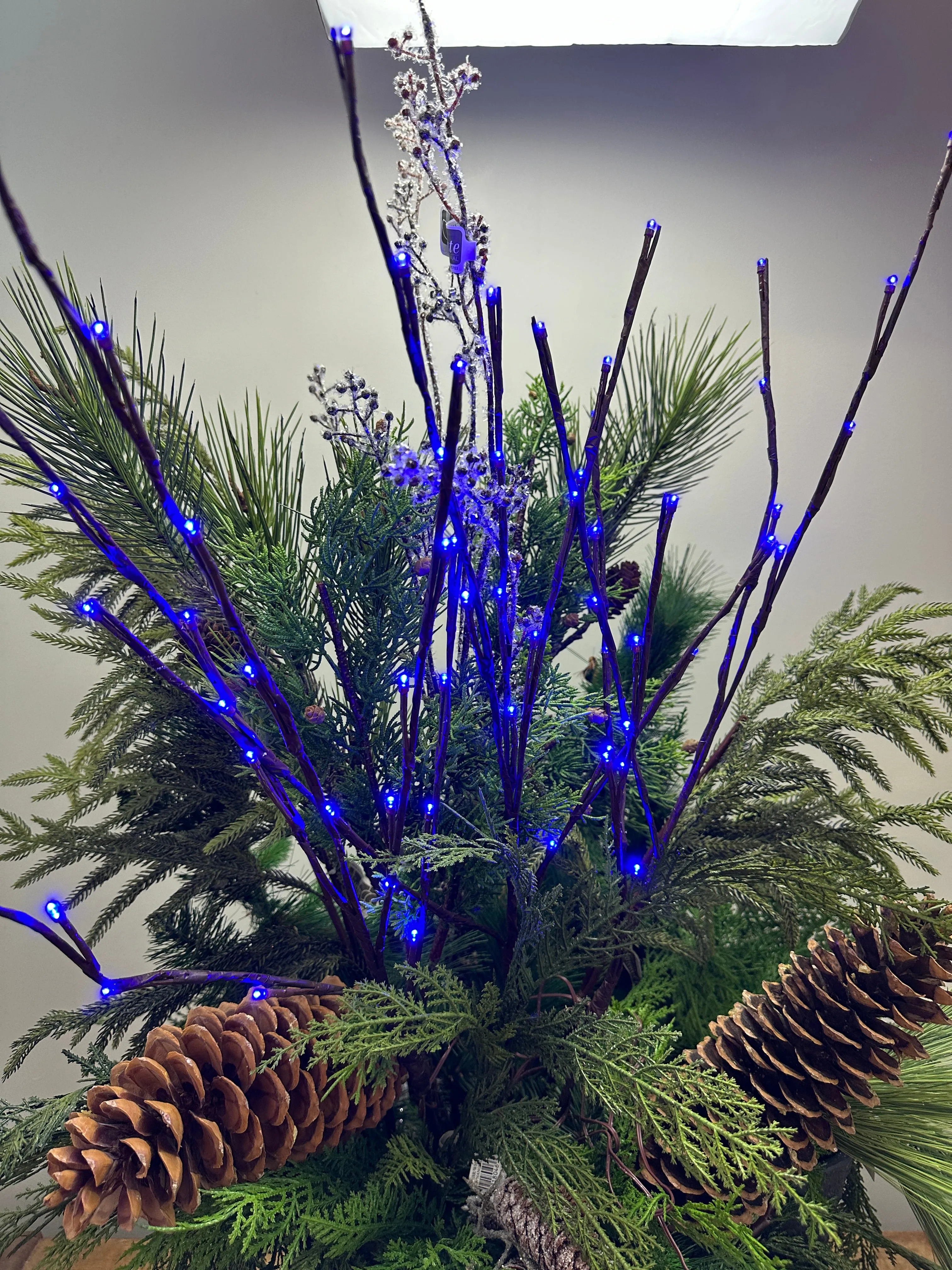 Blue Lighted Branch Set of 3