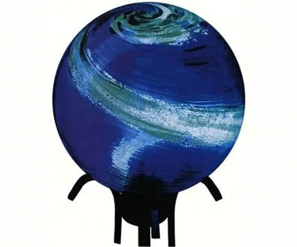 Blue Swirl Glow in the Dark Glass Gazing Globe - 10”