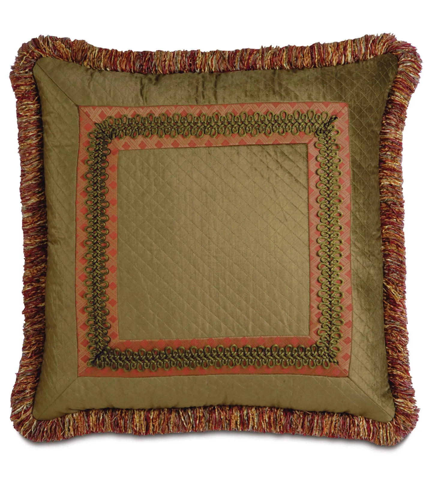 Botham Olive Border Collage Euro Sham 27x27