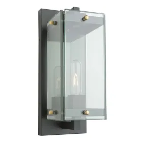 Bradgate Outdoor Wall Light in Matte Black & Harvest Brass