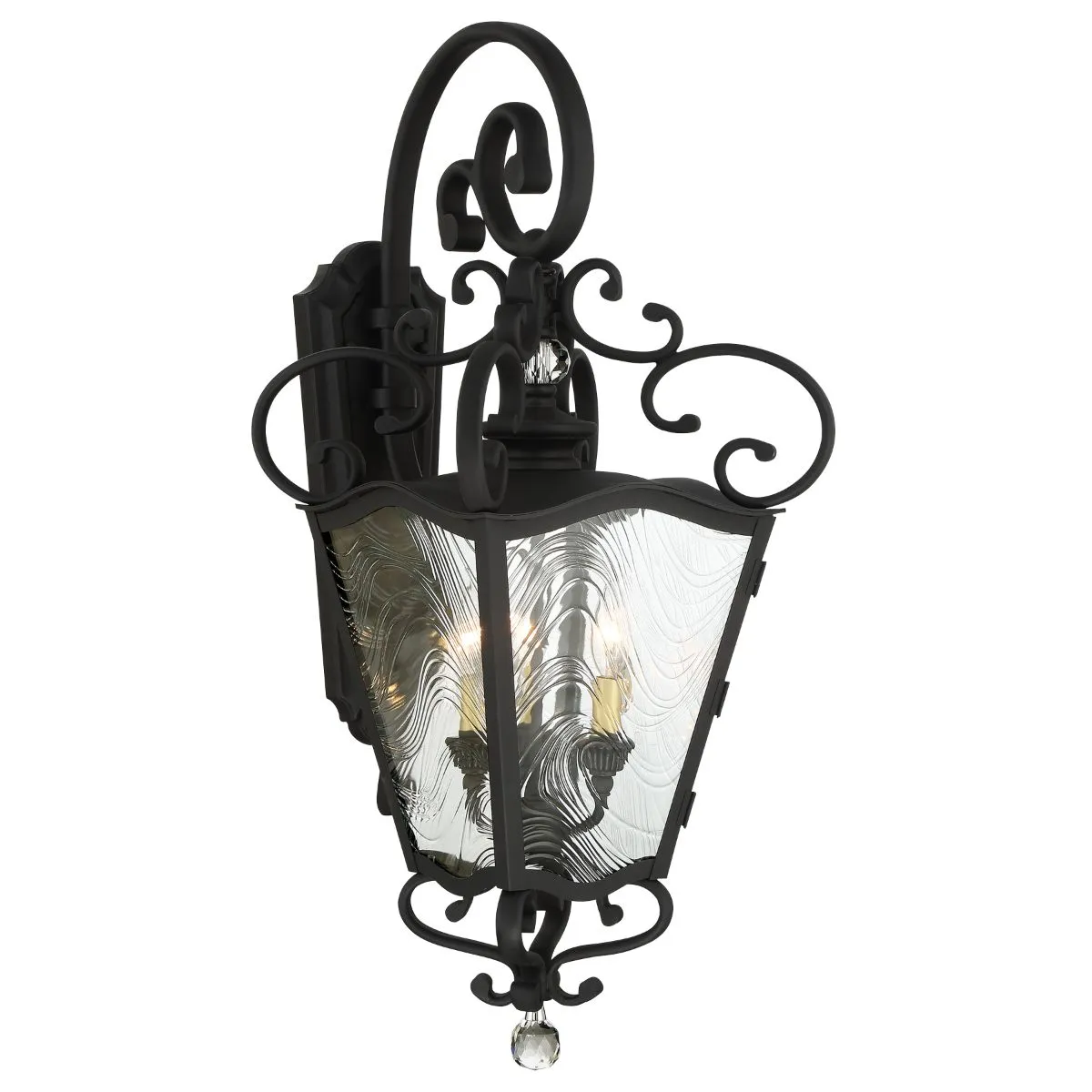 Brixton Ivey 32 in. 3 Lights Outdoor Wall Lantern Sand Coal with Soft Brass Finish