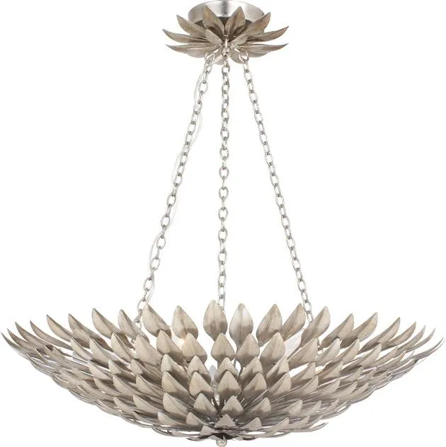 BROCHE 6 LIGHT CHANDELIER, ANTIQUE SILVER