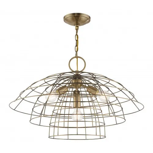 BROOKLYN 4 LIGHT CHANDELIER, ANTIQUE BRASS