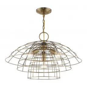 BROOKLYN 4 LIGHT CHANDELIER, ANTIQUE BRASS