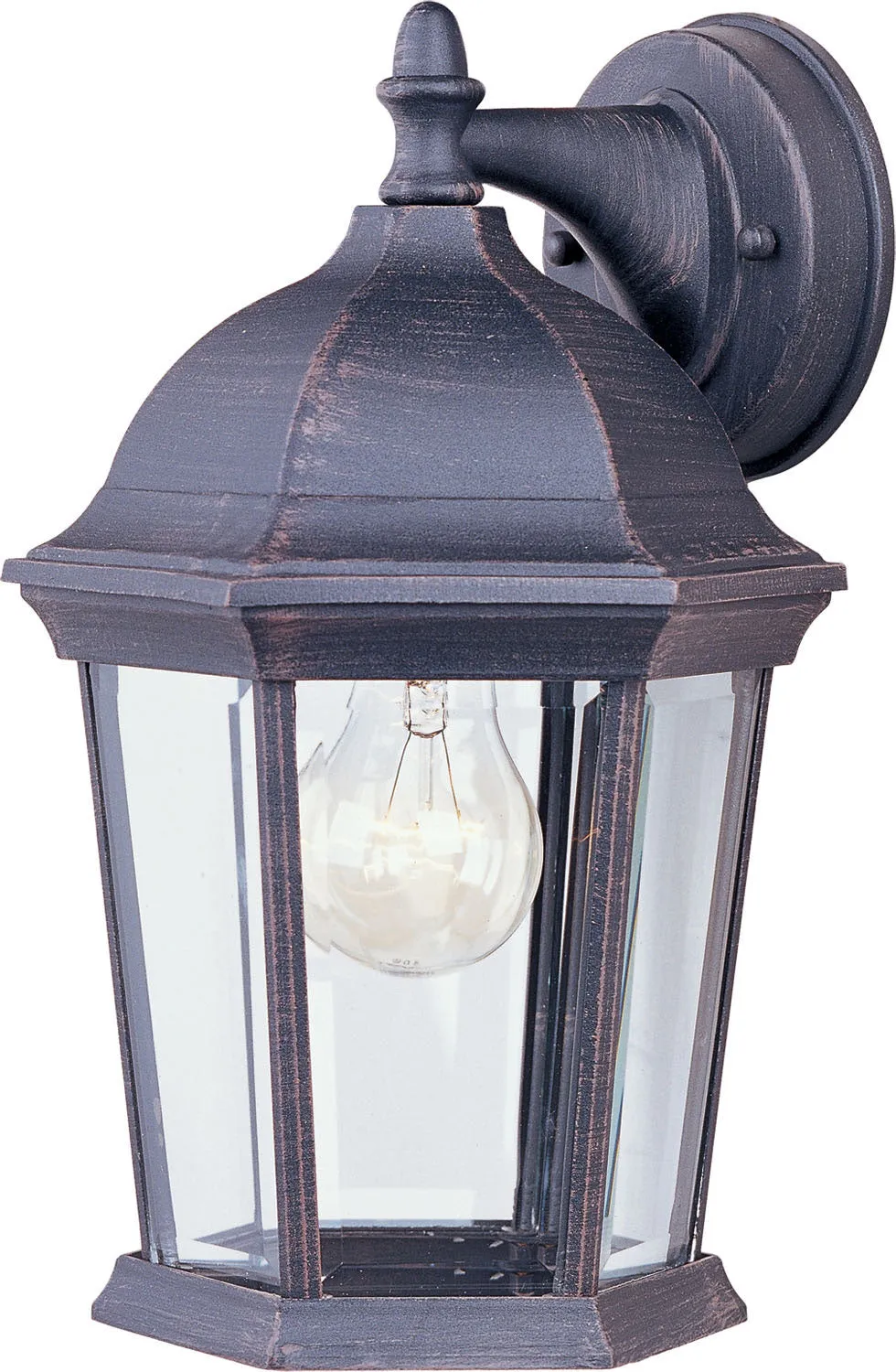 Builder Cast 1-Light Outdoor Wall Lantern in Rust Patina with Clear Glass