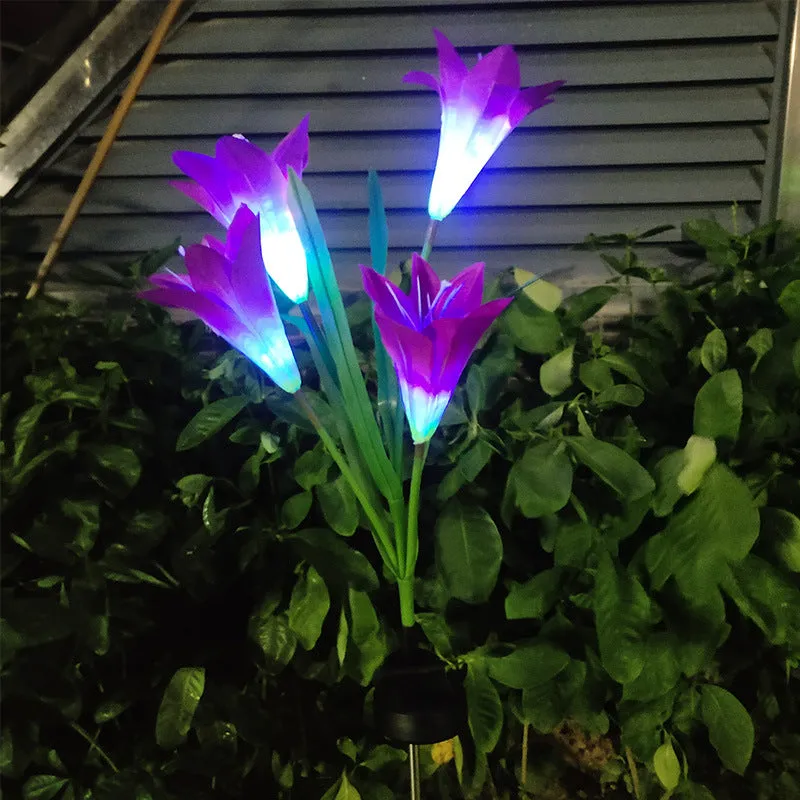 Bulk 27" Solar Outdoor Flower Faux Lily with Bulb Lights Wholesale