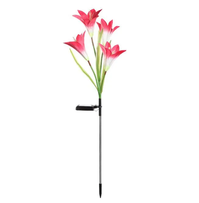 Bulk 27" Solar Outdoor Flower Faux Lily with Bulb Lights Wholesale