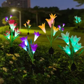 Bulk 27" Solar Outdoor Flower Faux Lily with Bulb Lights Wholesale