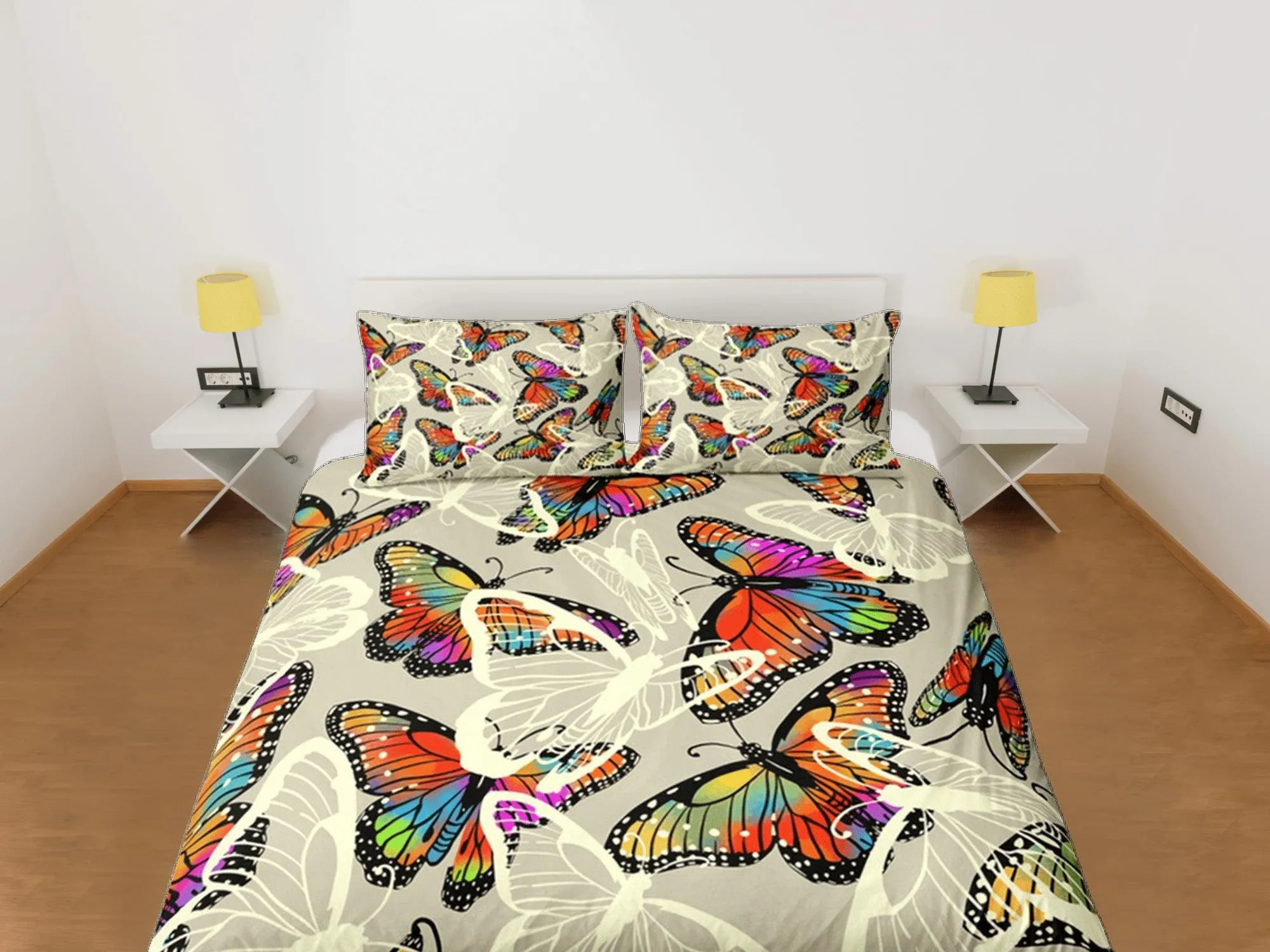 Butterfly Duvet Cover Set Colorful Bedspread, Dorm Bedding & Pillowcase