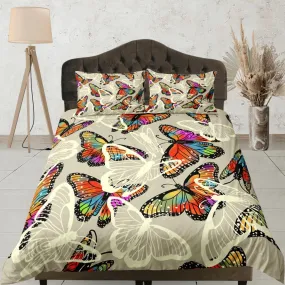 Butterfly Duvet Cover Set Colorful Bedspread, Dorm Bedding & Pillowcase