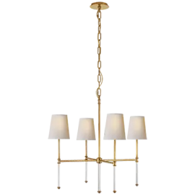 CAMILLE 4 LIGHT CHANDELIER, HAND RUBBED ANTIQUE BRASS