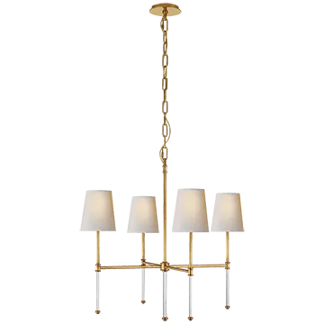 CAMILLE 4 LIGHT CHANDELIER, HAND RUBBED ANTIQUE BRASS