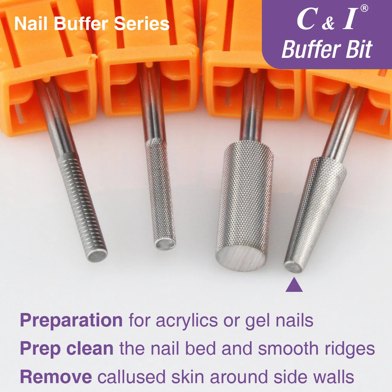 C&I Nature Nail Buffer XXF Tapered Nail Drill Bit, Safety E-file for Nail Art Preparation, Prep Nail Bed Cuticle Callused Skin Clean, 2 Way Rotate Efile Double Hand Available Nail Tech Manicure Tool