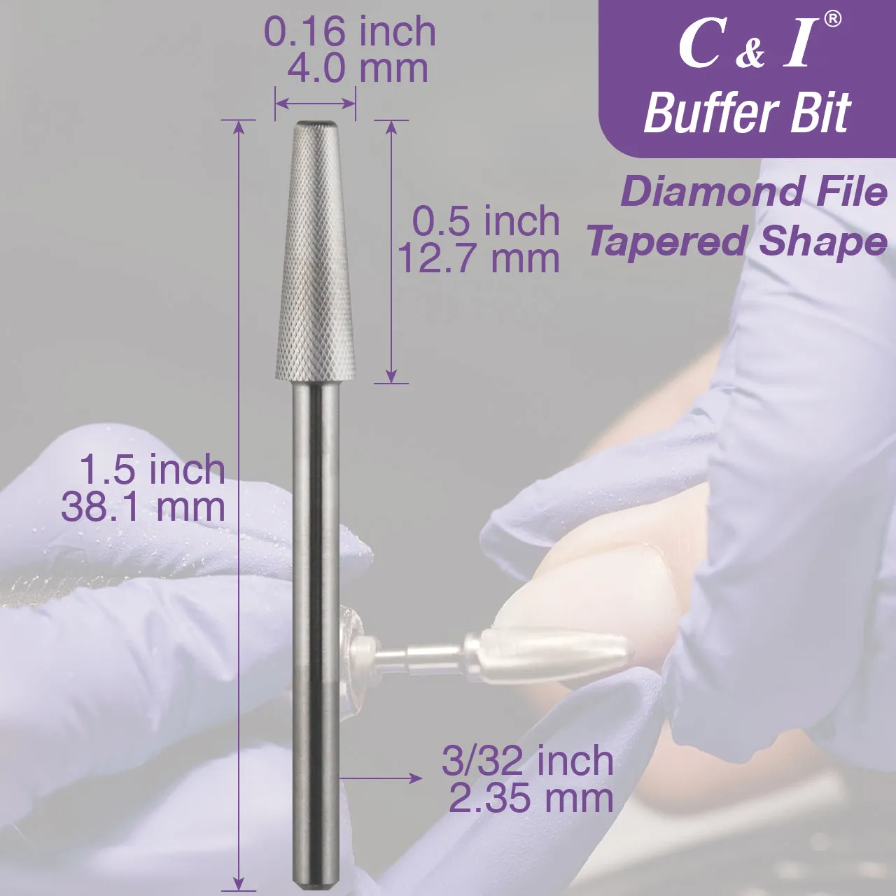 C&I Nature Nail Buffer XXF Tapered Nail Drill Bit, Safety E-file for Nail Art Preparation, Prep Nail Bed Cuticle Callused Skin Clean, 2 Way Rotate Efile Double Hand Available Nail Tech Manicure Tool