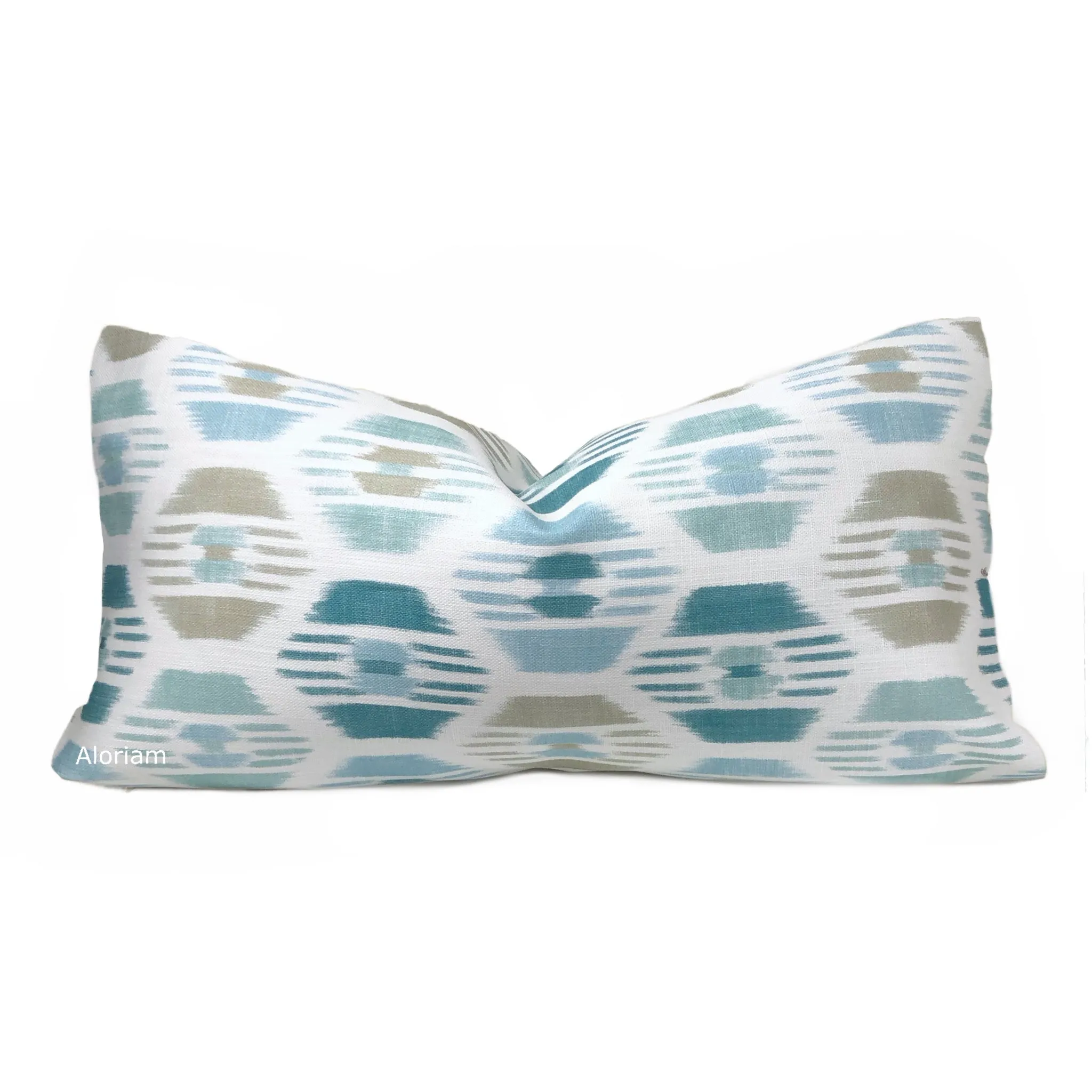 Caribana Aqua Blue Teal Taupe Brown Pillow Cover (Fabric by the Yard available)