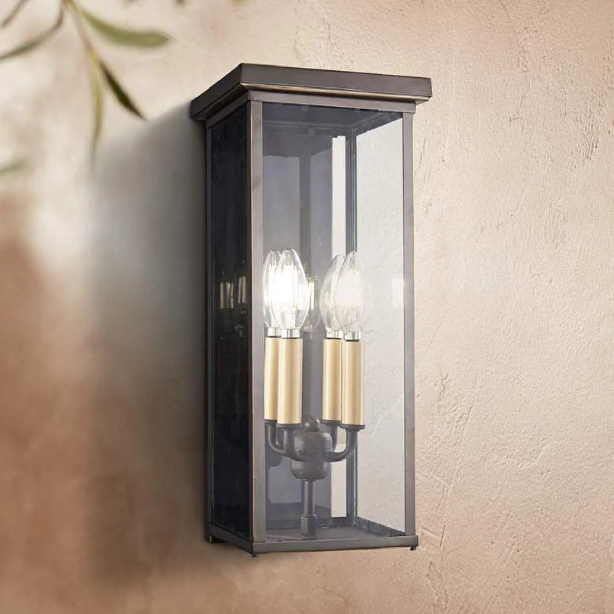 Casway 17 In. 4 Lights Outdoor Wall Lantern Oil Rubbed Bronze & Gold Finish