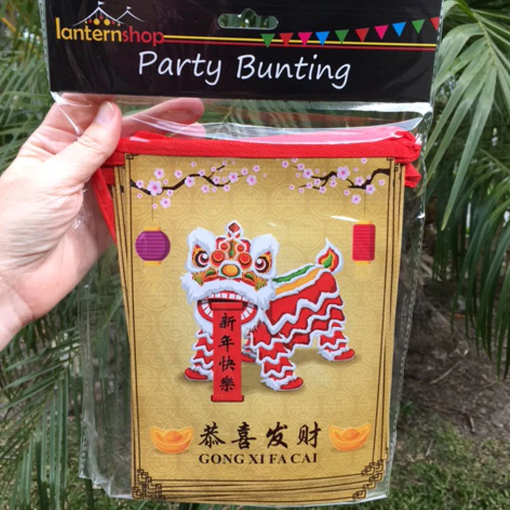 Chinese New Year Bunting 2.2 metres - (lion and lanterns)