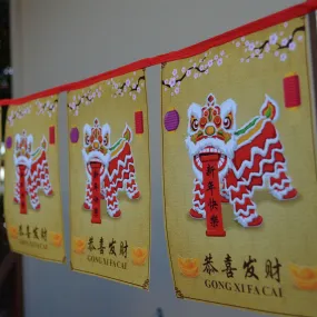 Chinese New Year Bunting 2.2 metres - (lion and lanterns)