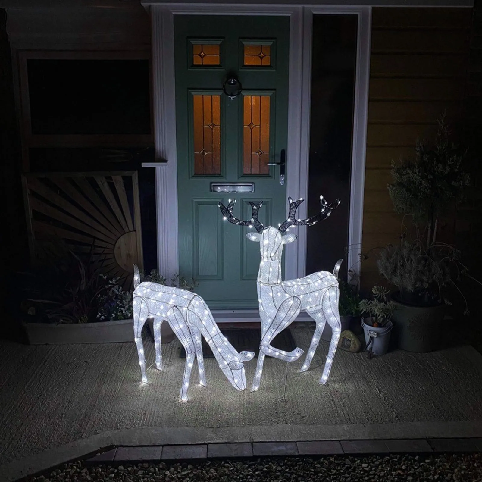 Christmas Large Light Up Stag & Doe Reindeer Set