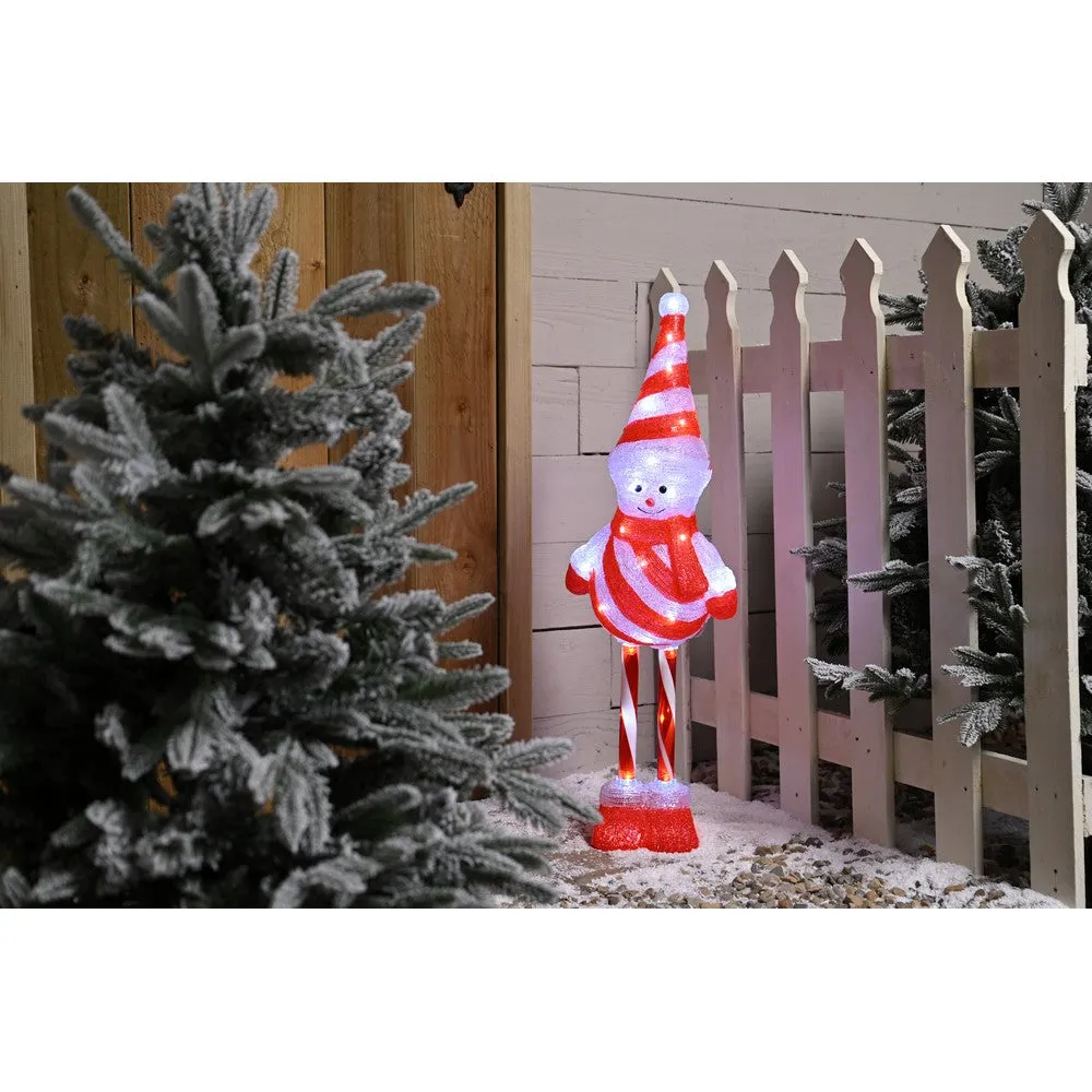 Christmas LED Christmas Acrylic Candy Stripe Snowman - 80cm