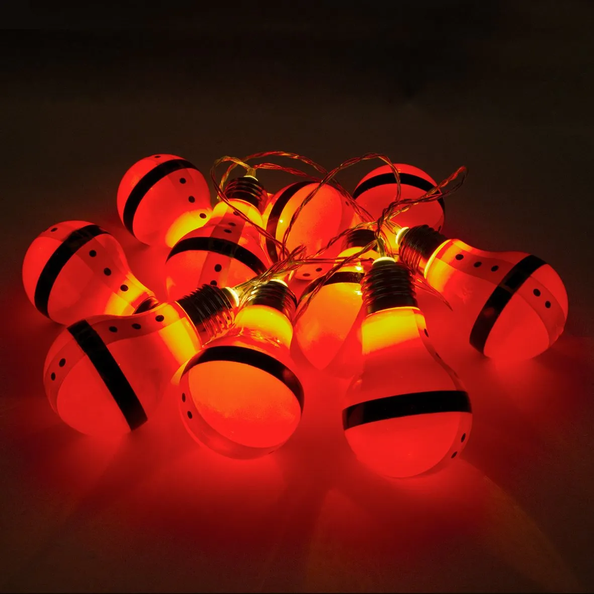 Christmas Workshop Battery Operated 10 LED Santa Retro Bulb Shaped String Lights, Plastic, Red,