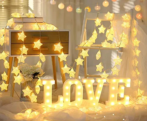 CITRA 16 Led Frosted Crackle Star Copper String Fairy Light