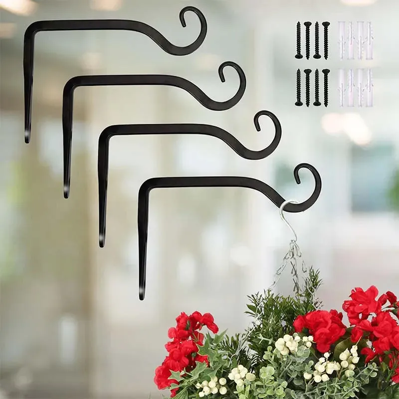 Classic Black Metal Wall Hook Hanging Plant Bracket | 6 x 4 inches