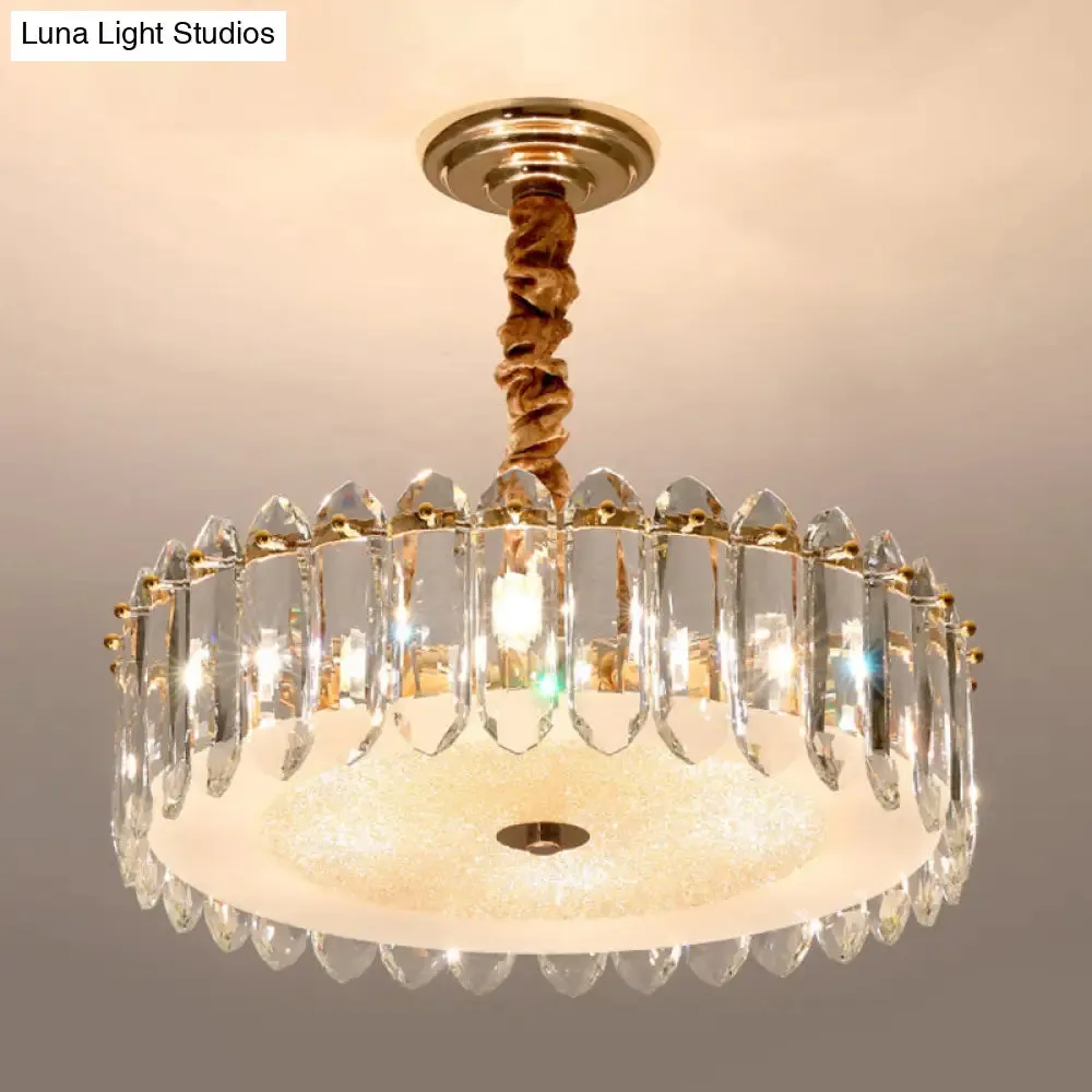 Clear Crystal Chandelier: Modern 6-Light Hanging Lamp for Bedroom