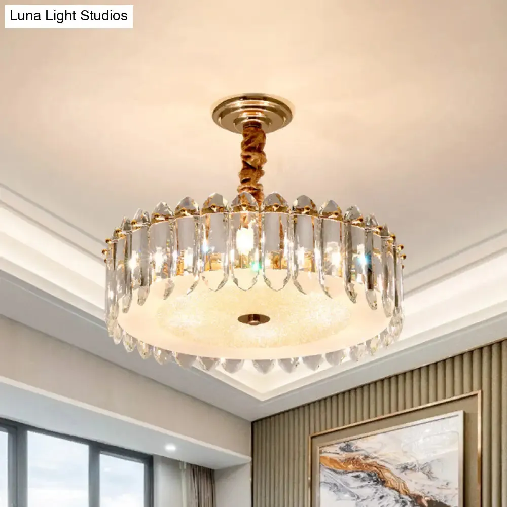 Clear Crystal Chandelier: Modern 6-Light Hanging Lamp for Bedroom