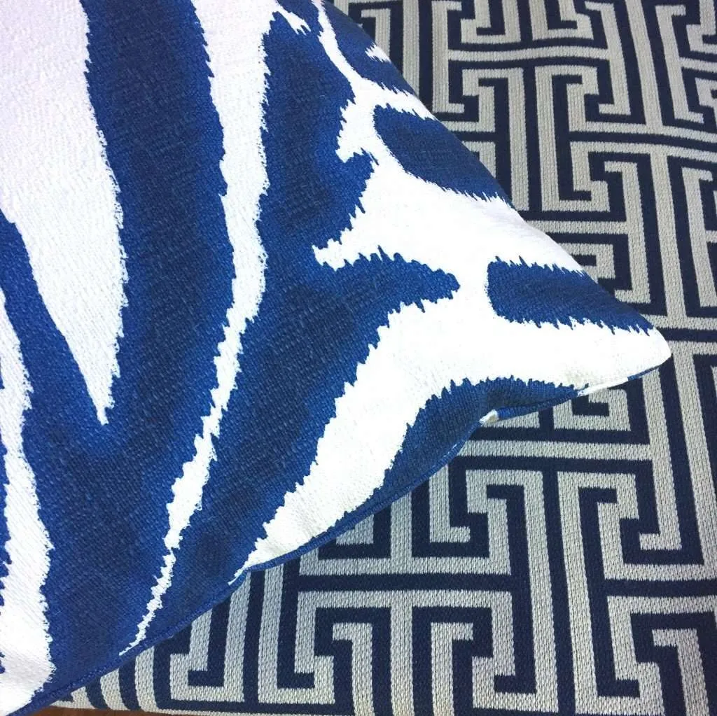 (CLEARANCE) Augustus Dark Blue Greek Key Geometric Pillow Cover