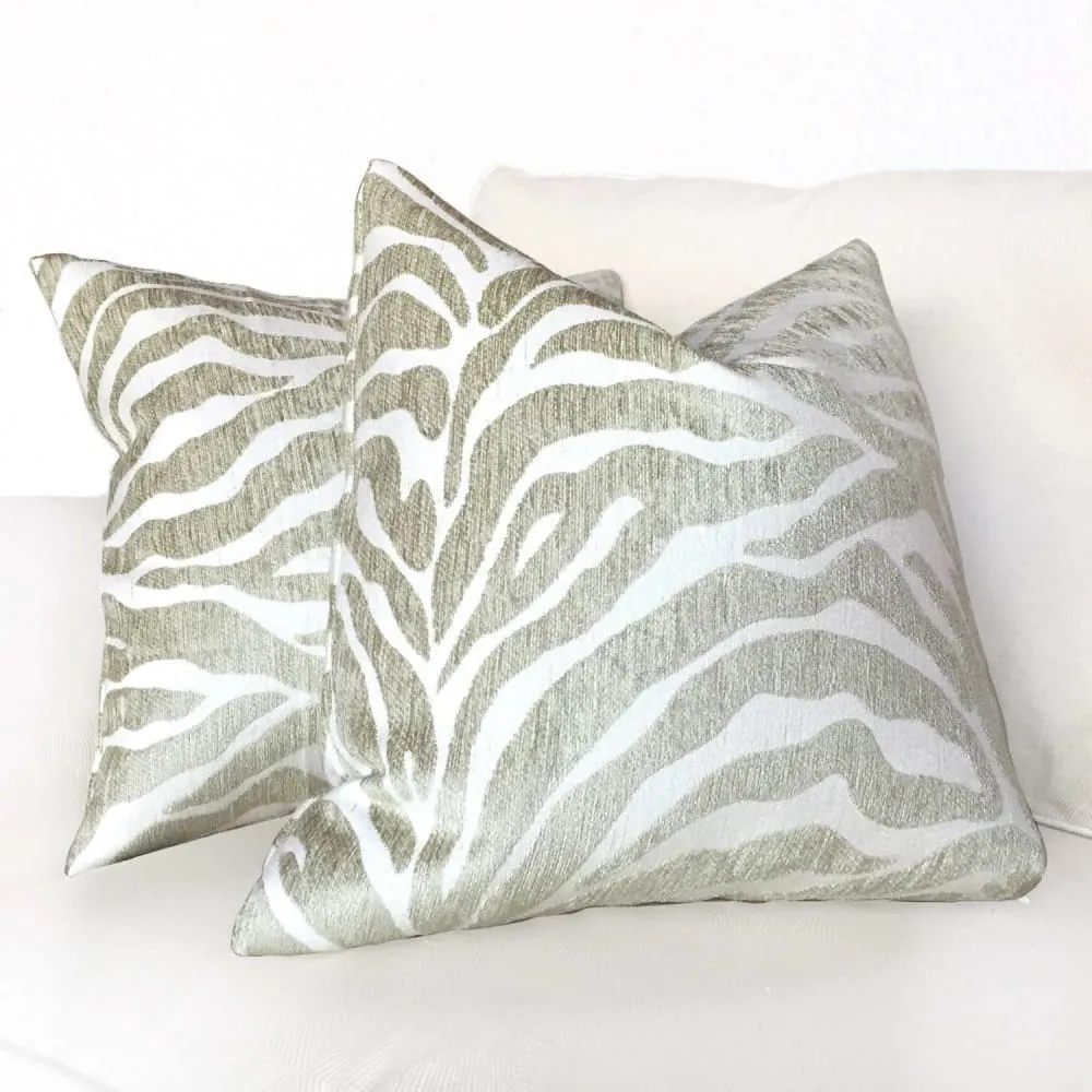 (CLEARANCE) Ethan Allen Flax Beige Tiger Stripe Pillow Cover (Fabric by the Yard available)