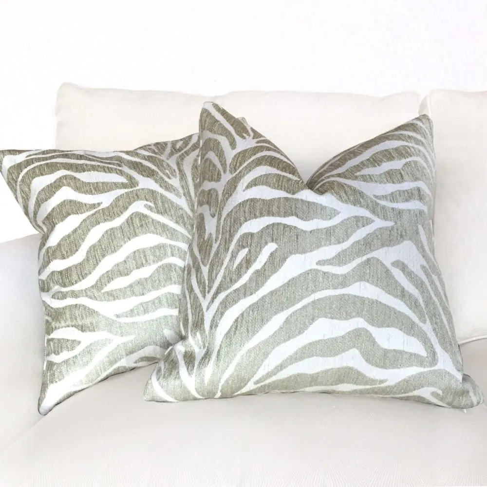 (CLEARANCE) Ethan Allen Flax Beige Tiger Stripe Pillow Cover (Fabric by the Yard available)