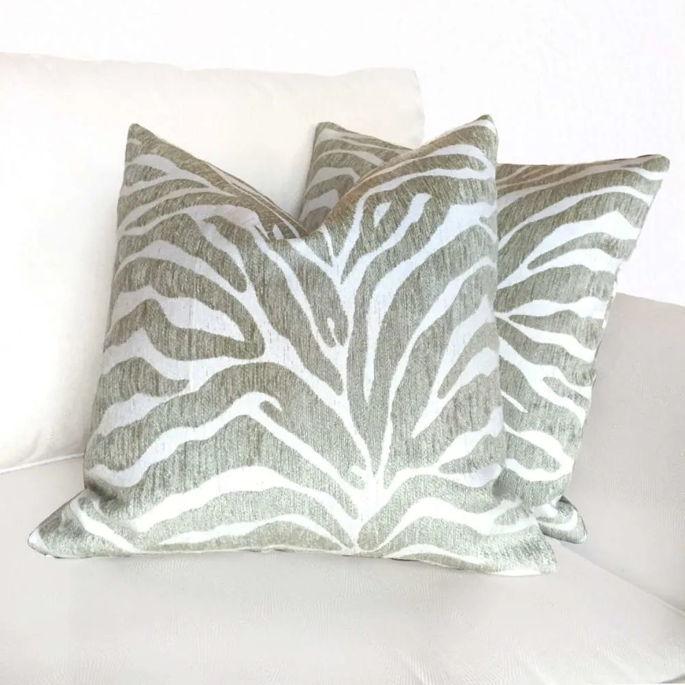 (CLEARANCE) Ethan Allen Flax Beige Tiger Stripe Pillow Cover (Fabric by the Yard available)