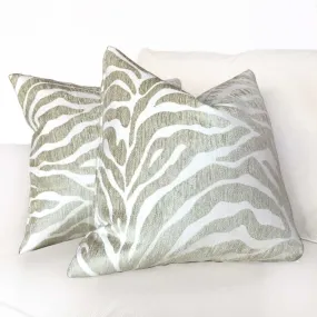 (CLEARANCE) Ethan Allen Flax Beige Tiger Stripe Pillow Cover (Fabric by the Yard available)